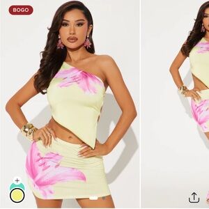 Fashion Nova Floral Mini Skirt Set